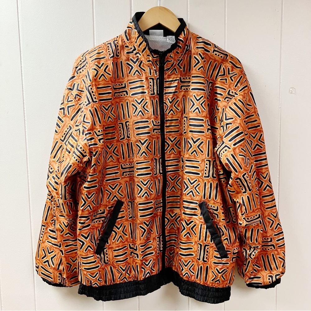 Vintage 90s Y2K Retro Avon Life Nylon Windbreaker Jacket Women Large Geometric